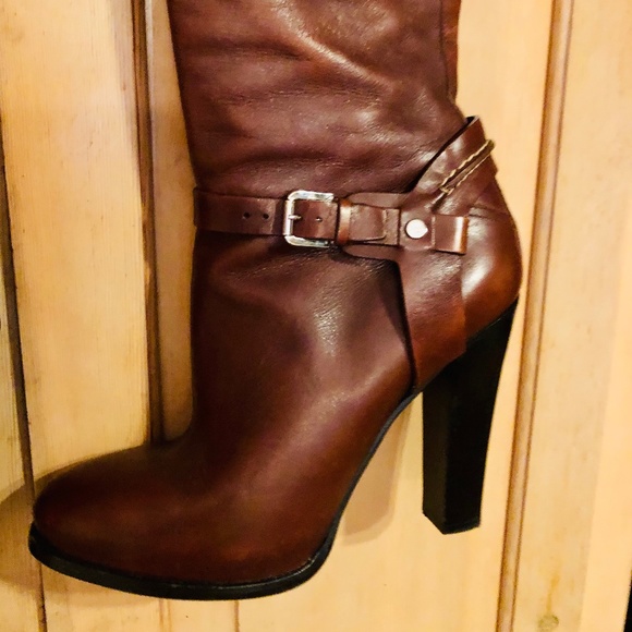 Ralph Lauren Brown/Burgundy Heeled Riding Boots - Picture 2 of 9